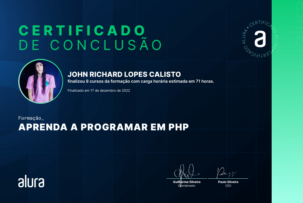 FORMAÇÃO APRENDA A PROGRAMAR EM PHP